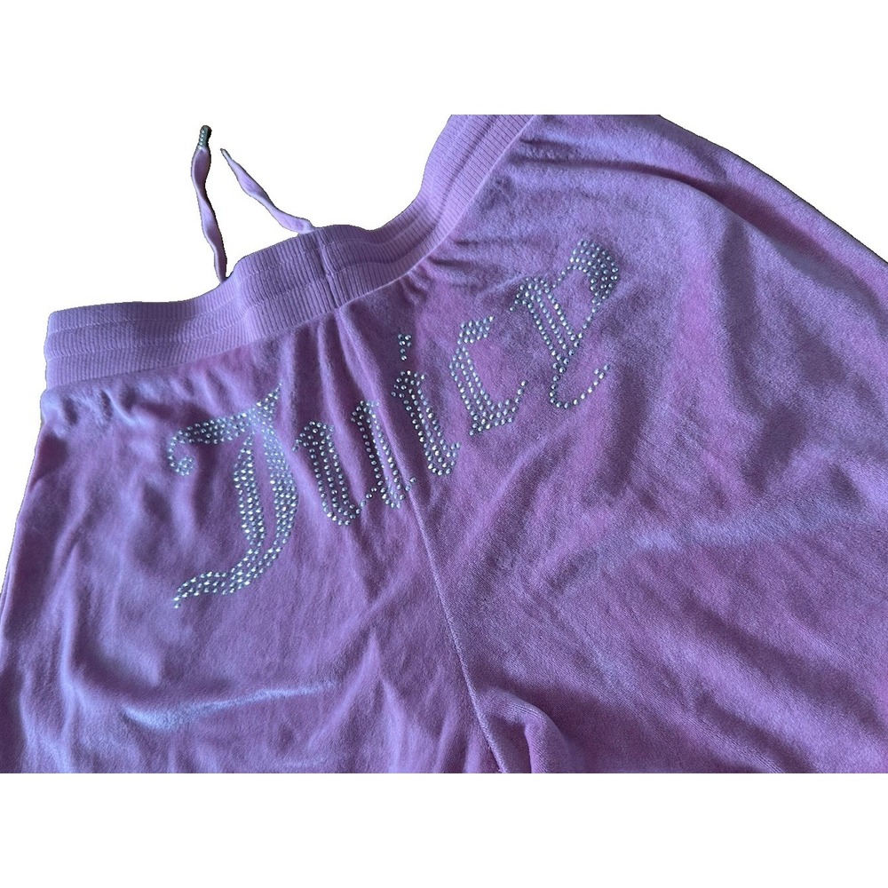 Juicy Couture Pink Velour Rhinestone Logo Lounge Pants Sleepwear sz Medium